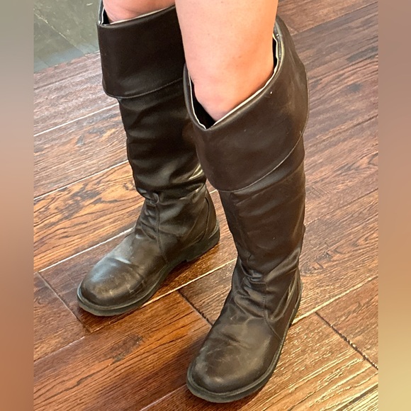 Brown Knee-high Folded “Jack Boots” Synthetic Leather, Mens 9/42 - Picture 5 of 13